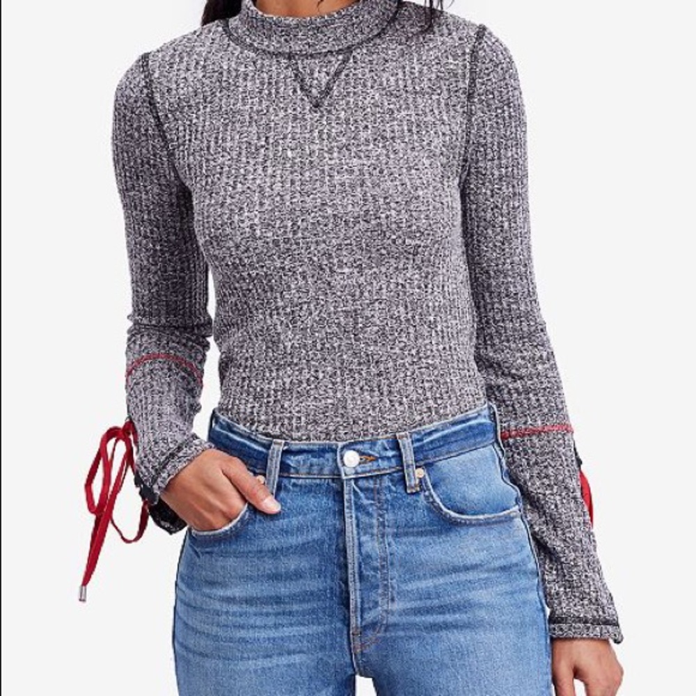 Free People sweater with lace sleeves!